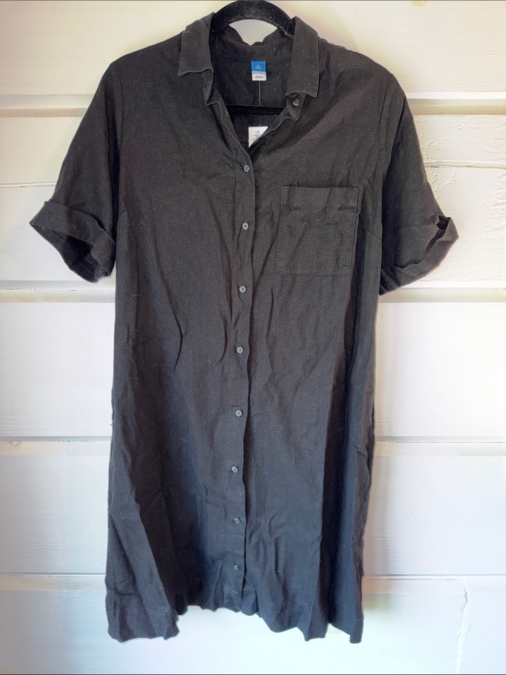 Old Navy Black Button-Down Casual Shirt Dress